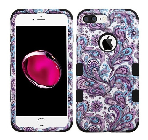 Funda Uso Rudo iPhone 7 Plus / iPhone 8 Plus Flores Morado