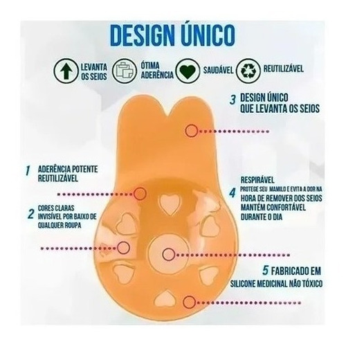 Imagem 5 de 9 de Sutiã Adesivo Silicone Levanta Seio Invisível Não Cai