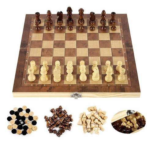 Juego De Ajedrez De Madera Plegable Magnética Tabla Grande