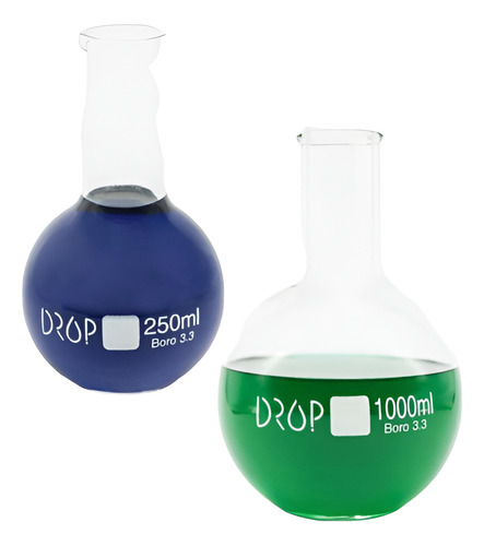 Drop Glass Balão de Fundo Chato - Kit - 2 - 1 L