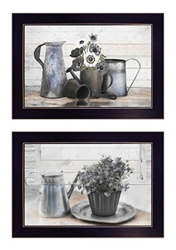 Trendy Decor4u Floral With Tin Ware 2 Piece Vignette By