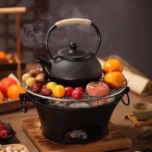 Recipiente Redondo Para Parrilla De Carbón Portátil Para L