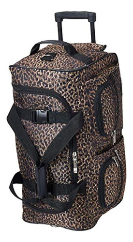 Bolsa De Lona Con Ruedas Rockland, Leopardo Marrón