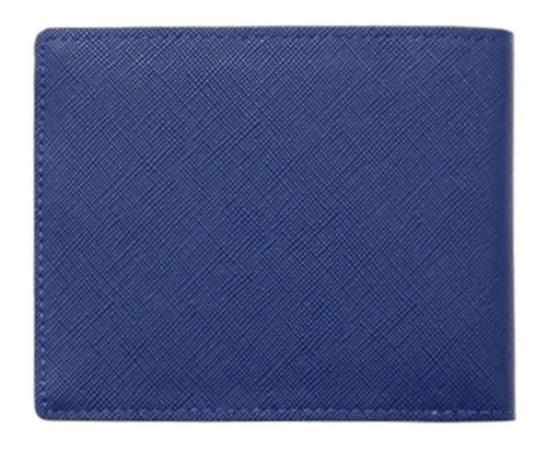 Elegante Cartera Monedero Billetera Delgada Para Hombre Color Azul Oscuro Diseño De La Tela Liso