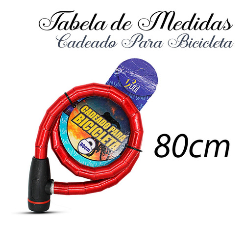 Cadeado Para Bicicleta 80cm*18mm Cor:vermelho