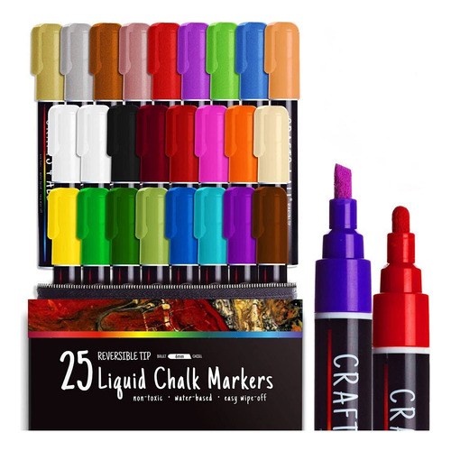 Marcadores De Tiza Liquida Borrables 25 Colores Variados