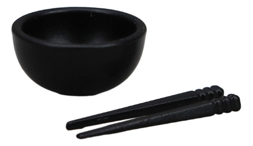 2 Cuenco Para Casa De Muñecas, Palillos, Vajilla De Negro