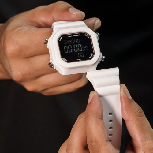 Reloj deportivo digital para hombre Champion Yot Waterproof, color de la correa: blanco