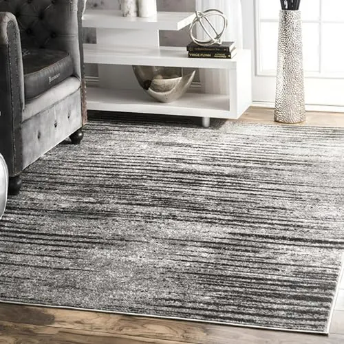 Alfombra Cuadrada Gris 6' Nuloom Elsa Moderna Y Desgastada