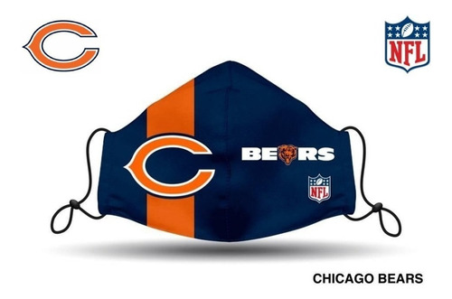 Tapabocas Chicago Bears Nfl  Osos  Rehusable