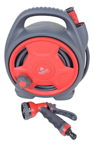 Mangueira Jardim 3/8 15 Metros Com Carretel Esguicho Branco Cor Vermelho