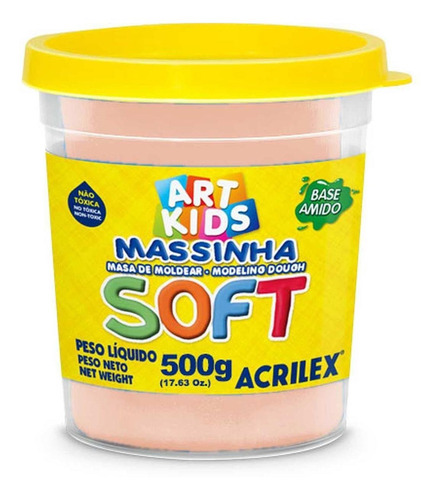Massinha Soft Acrilex 500g - Amarelo Pele | Não Tóxica