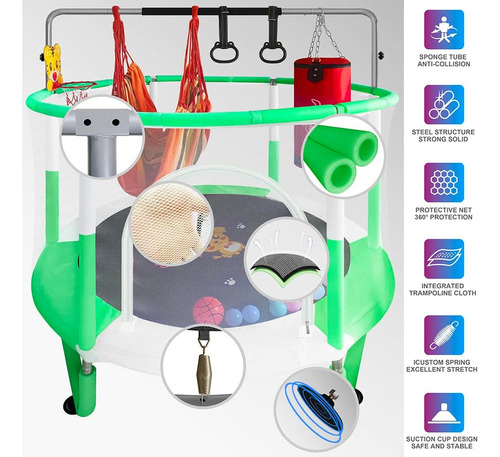 Rghh Mini Trampoline Para Niños Con Red, Al Aire Libre 58 W