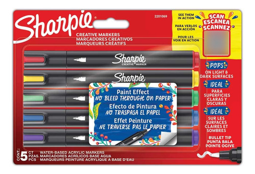 Marcadores Creativos Acrilico Sharpie Efecto Pintura 5 Pzas