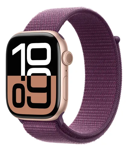Apple Watch Series 10 GPS • Caja de aluminio color oro rosa de 46 mm • Correa loop deportiva color ciruela - Distribuidor Autorizado