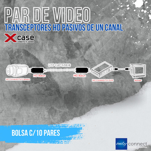 Bolsa C/10 Par Video Balun Hd Pasivo Xcase Terminal Tornillo