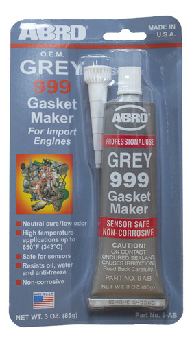 Silicon Abro 999 Grey Gasket Maker, 3oz. (85gr.)