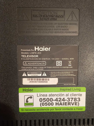 Imagen 3 de 3 de Tarjeta Madre Main Board Fuente Tv Haier 39 L39f6 Led
