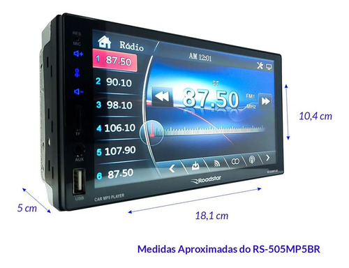 Imagem 8 de 9 de Central Multimídia Roadstar 7 Pol Esp Android/ Ios Rs-505mp5
