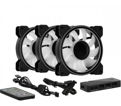 Kit 3 Cooler Fan Argb Mirage Pro Com Hub E Controle Aerocool