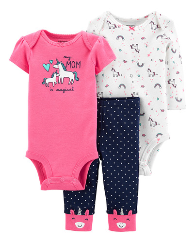 Carters Set 3 Piezas Bodys Pantalon Unicornio