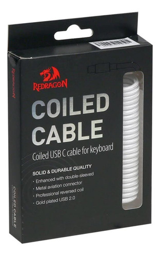 Cable Para Teclado Redragon Coiled A115w White Teclado Blanco Idioma Español