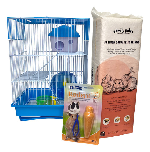 Jaula Hamster Compl N 125 + Viruta + Rodent Bloque Proteico