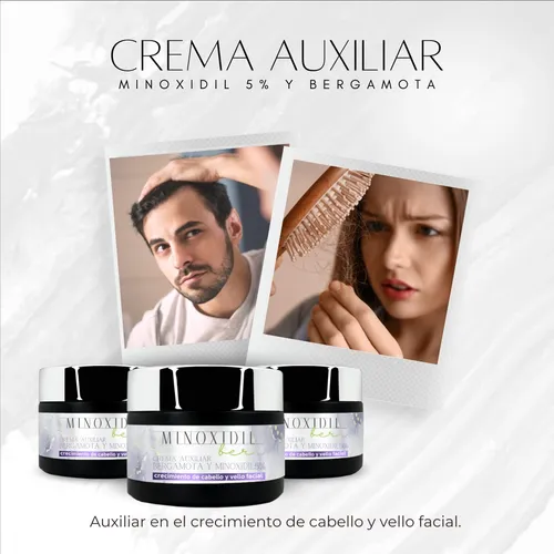 Crema Auxiliar Minoxidil 5% Y Bergamota 60g Minoxidilber