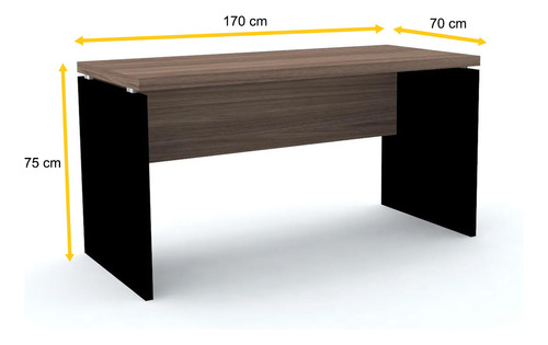 Mesa P/ Escritório 170x70 Pandin Pe40 - Walnut Walnut