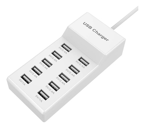 Estación De Carga De Pared Usb De 10 Puertos Con Carga Rá.