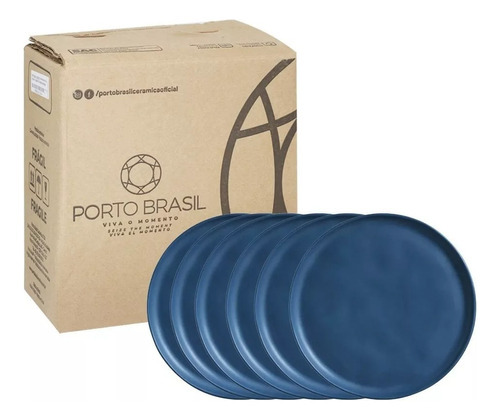 Kit C/6 Prato Raso Porto Brasil Coleção Professionals Bio Cor Boreal