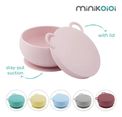 Imagen 5 de 7 de Bowl Silicona 450ml Antideslizante Con Tapa Minikoioi Bowly