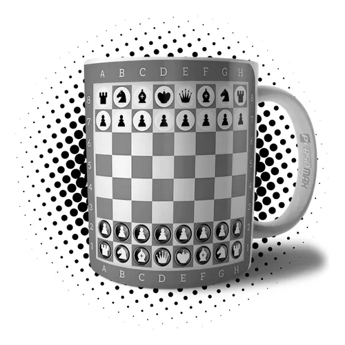 Caneca Chess Player Tabuleiro Peças Jogo Xadrez Xeque-Mate