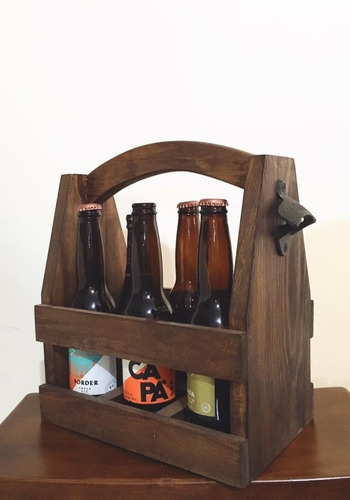 Porta Botellas De Cerveza En Madera Sin Divisiones