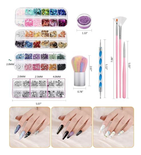 Kit De Herramientas Para Diy Decoración De Uñas - Con Pincel