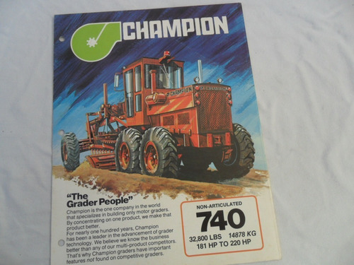 Catalogo Folleto Tractor Antiguo Champion 740 Motoniveladora