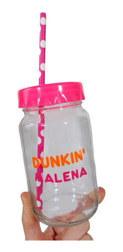 13 Frascos Vasos Dunkin Donas Nombre Tapa Sorbete Souvenirs