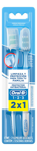 Cepillo de dientes Oral-B 123 Antibacterial medio pack x 2 unidades