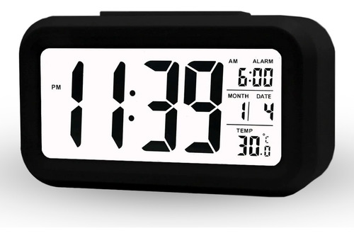 Mini Relógio Despertador Digital De Mesa Cabeceira Temperatura Calendário Cor Preto Gudeltec