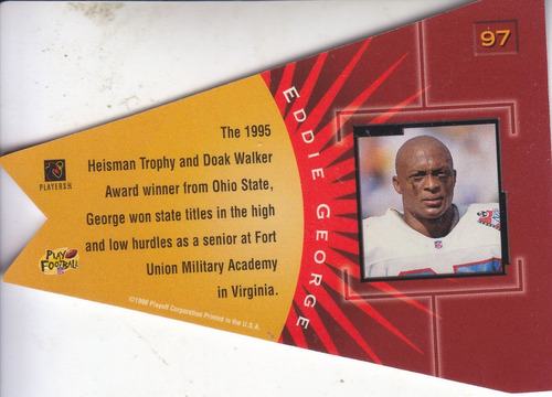 1998 Contenders Pennants Gray Felt Red Eddie George Rb (Usado)