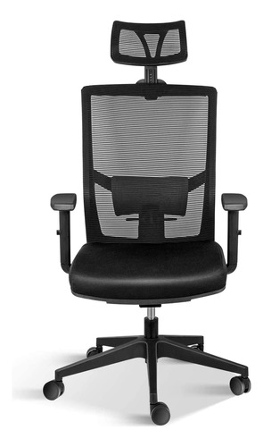 Yssoa Silla De Oficina, 02b, Color Negro Con Respaldo Solido