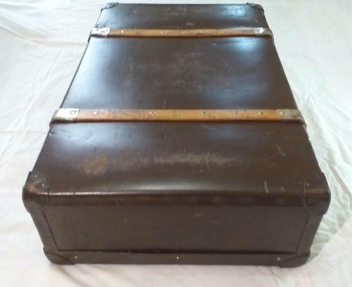 Antigua Valija De Cartón Madera Cuero Rigido Circa 1940 (Usado)