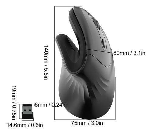 Ratón Vertical Inalámbrico Ergonómico 6 Botones 800 1200