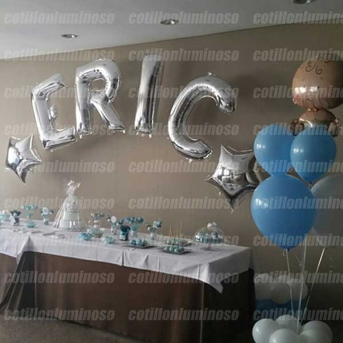 Tu Nombre Con Globos Globos Metalizado Plata 35cm 