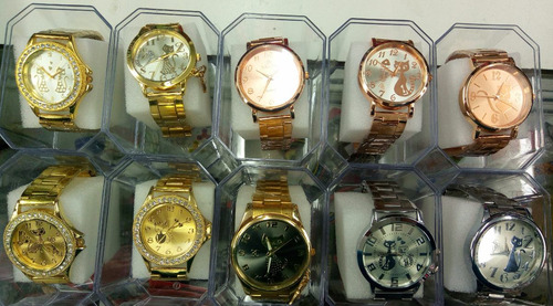 Kit C/60 Relógios Feminino Dourado Caixas Atacado Fr. Gratis