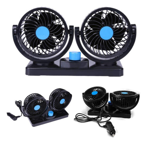 Ventilador Dual 12v Giro 360° Auto Camioneta Potente Aire Ca