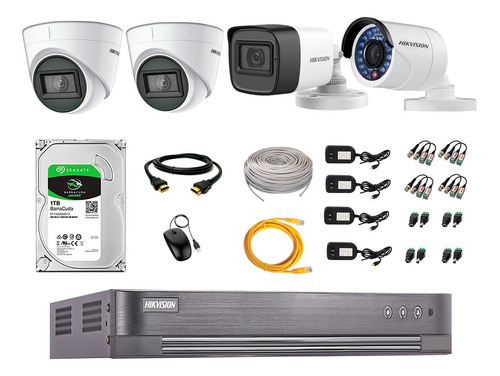 Kit 4 Cámaras Seguridad Full Hd Hikvision | 3 Camaras Audio