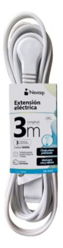 Extension Domestica Electrica 3 Contactos Polarizados 3mt Color Blanco