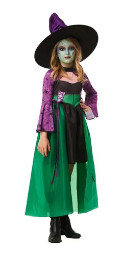 Halloween 2023 Fantasia Bruxa Infantil Vestido Luxo C/ Cauda