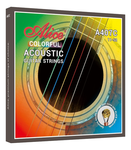 Cuerdas Para Guitarra Acústica Arco Iris 11-52 Alice A407c-s